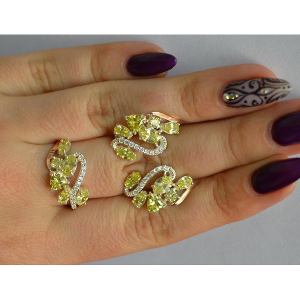 Серебряный набор с золотыми пластинами (152)