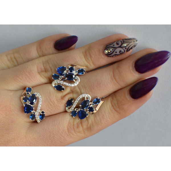 Серебряный набор с золотыми пластинами (152)