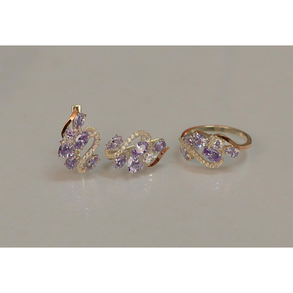 Серебряный набор с золотыми пластинами (152)