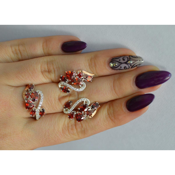 Серебряный набор с золотыми пластинами (152)