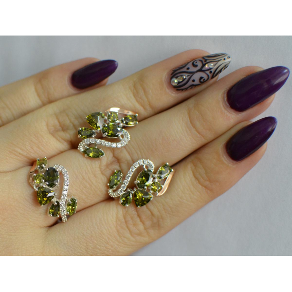 Серебряный набор с золотыми пластинами (152)