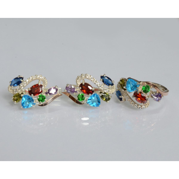 Серебряный набор с золотыми пластинами (152)