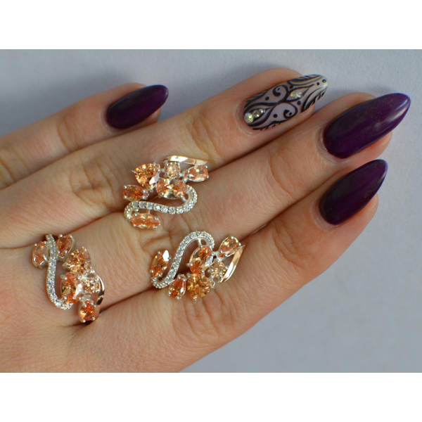 Серебряный набор с золотыми пластинами (152)