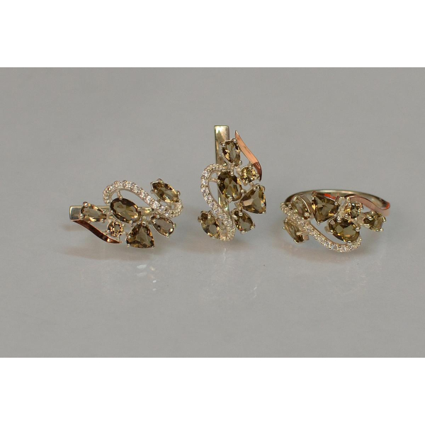 Серебряный набор с золотыми пластинами (152)