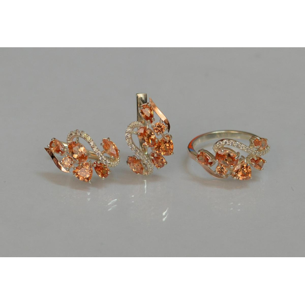 Серебряный набор с золотыми пластинами (152)