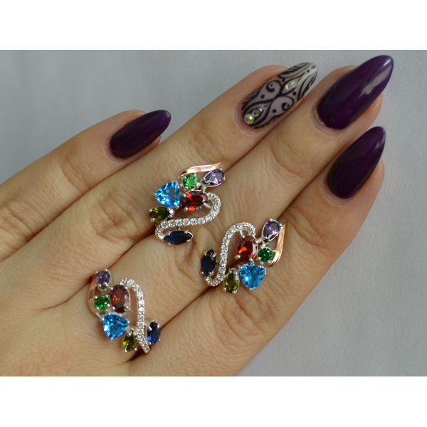 Серебряный набор с золотыми пластинами (152)