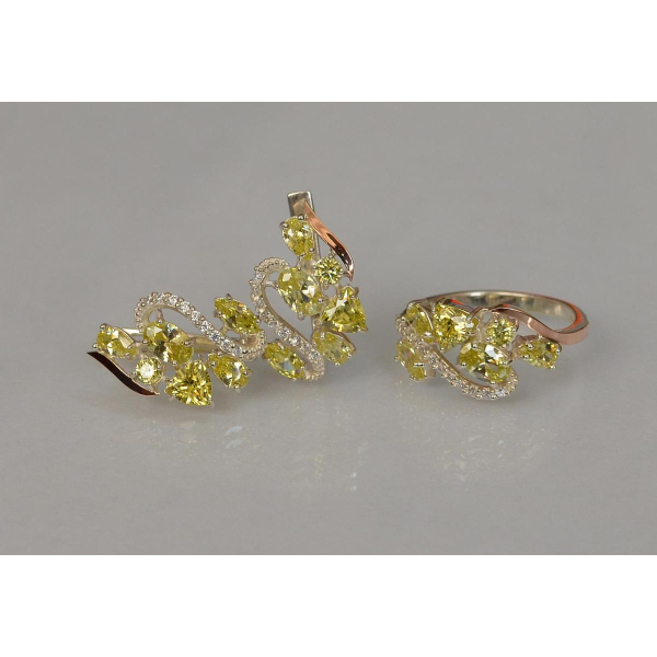 Серебряный набор с золотыми пластинами (152)