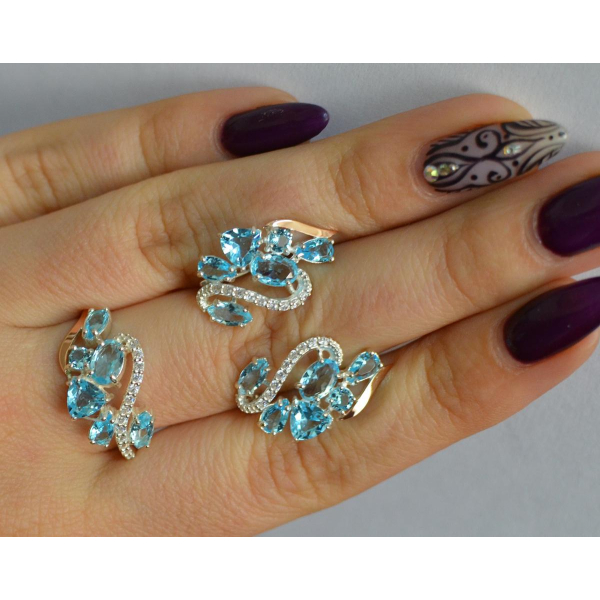 Серебряный набор с золотыми пластинами (152)