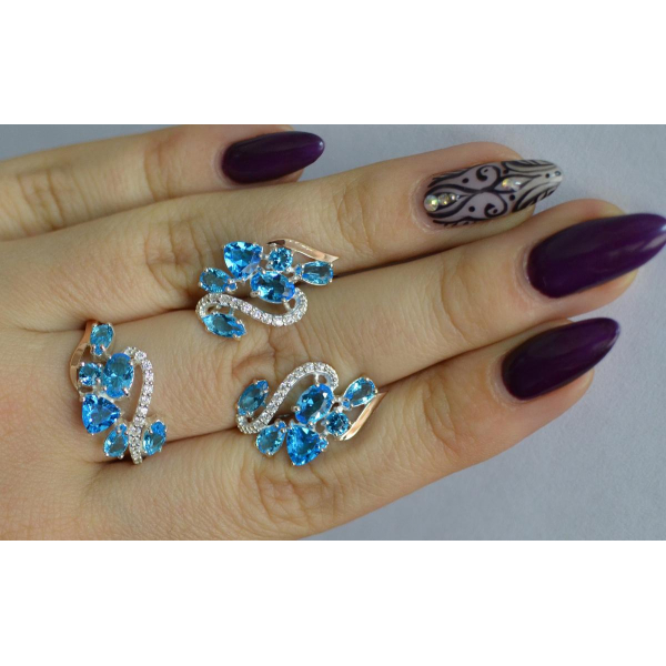 Серебряный набор с золотыми пластинами (152)