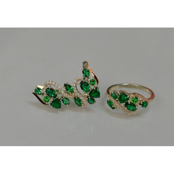 Серебряный набор с золотыми пластинами (152)