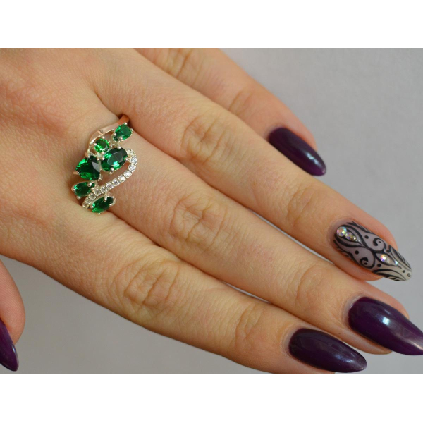 Серебряное кольцо с золотыми вставками (152к)