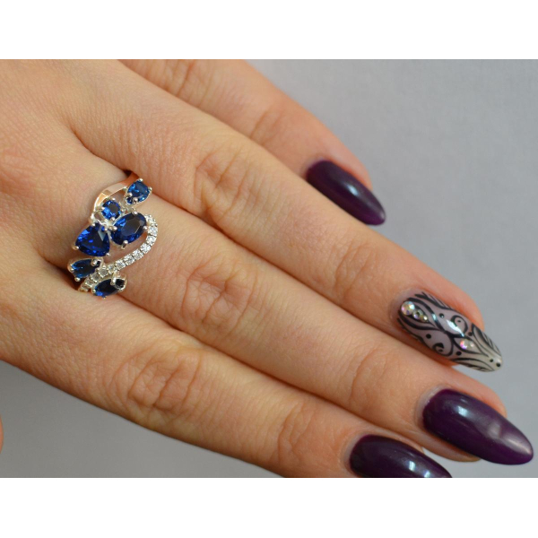 Серебряное кольцо с золотыми вставками (152к)