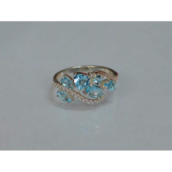 Серебряное кольцо с золотыми вставками (152к)