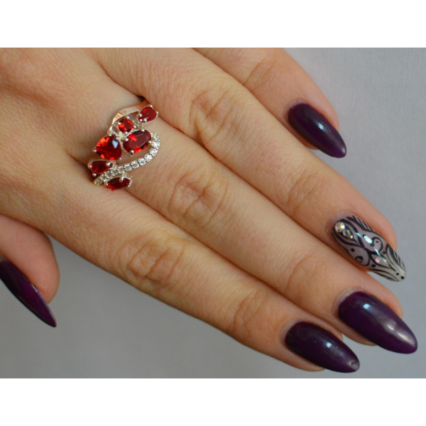 Серебряное кольцо с золотыми вставками (152к)