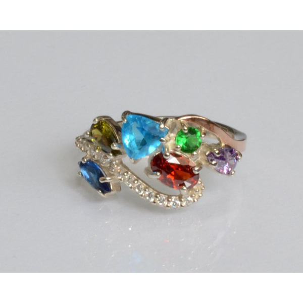 Серебряное кольцо с золотыми вставками (152к)