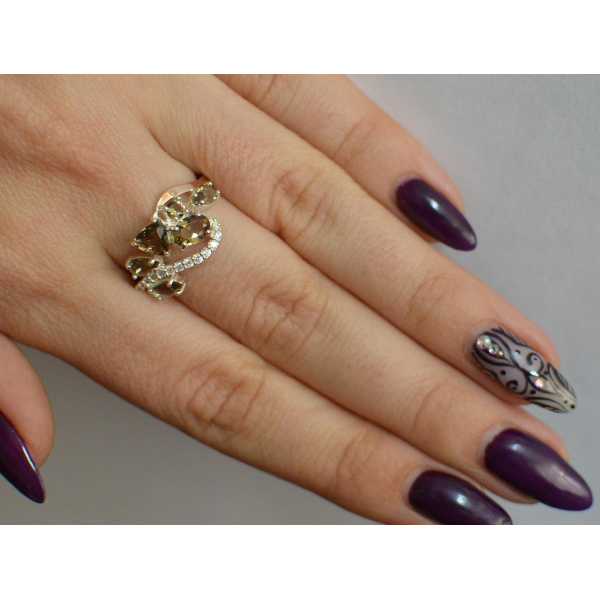 Серебряное кольцо с золотыми вставками (152к)