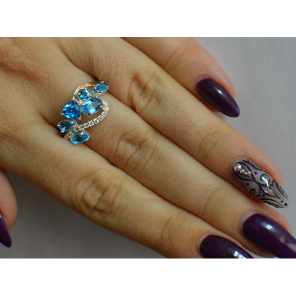 Серебряное кольцо с золотыми вставками (152к)