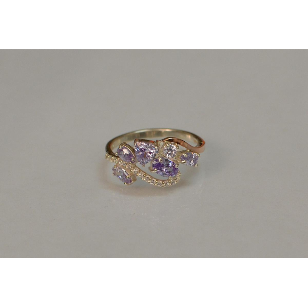 Серебряное кольцо с золотыми вставками (152к)