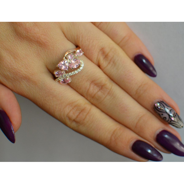 Серебряное кольцо с золотыми вставками (152к)