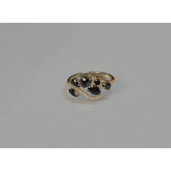 Серебряное кольцо с золотыми вставками (152к)