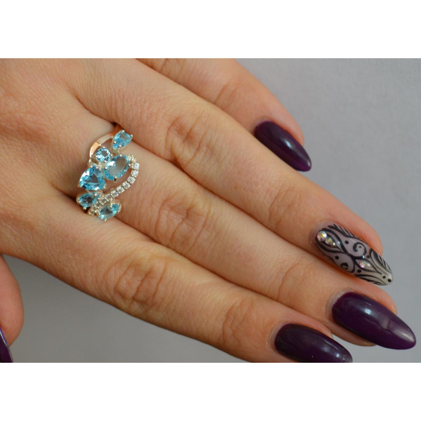 Серебряное кольцо с золотыми вставками (152к)