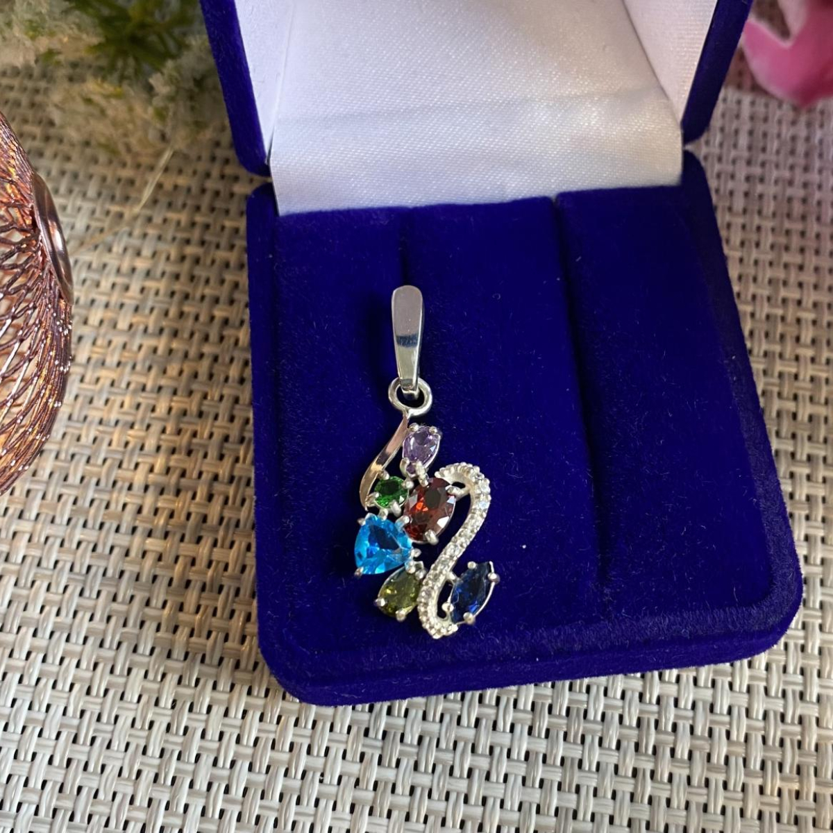 Серебряная подвеска с золотими вставками (152п)