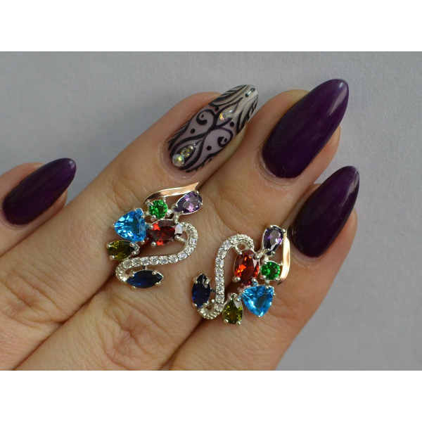 Серебряные серьги с золотыми пластинами (152с)