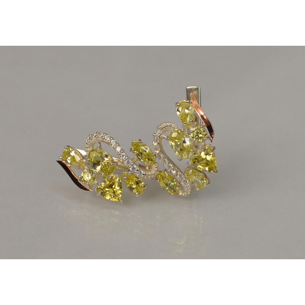 Серебряные серьги с золотыми пластинами (152с)