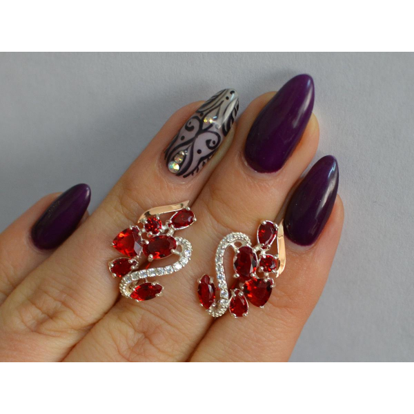 Серебряные серьги с золотыми пластинами (152с)