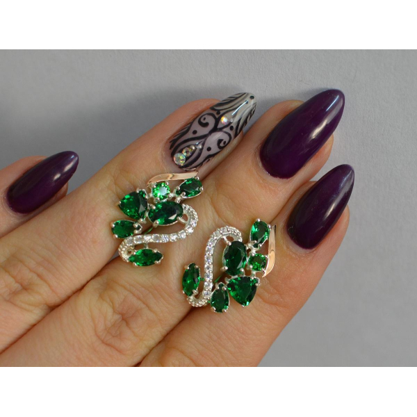 Серебряные серьги с золотыми пластинами (152с)