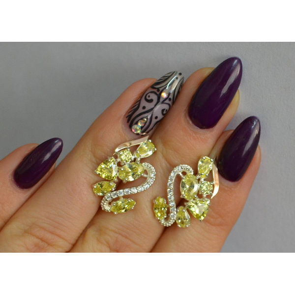 Серебряные серьги с золотыми пластинами (152с)