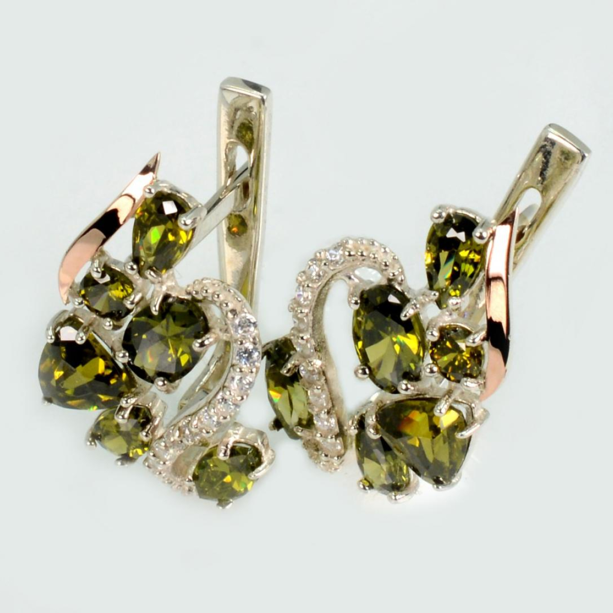 Серебряные серьги с золотыми пластинами (152с)