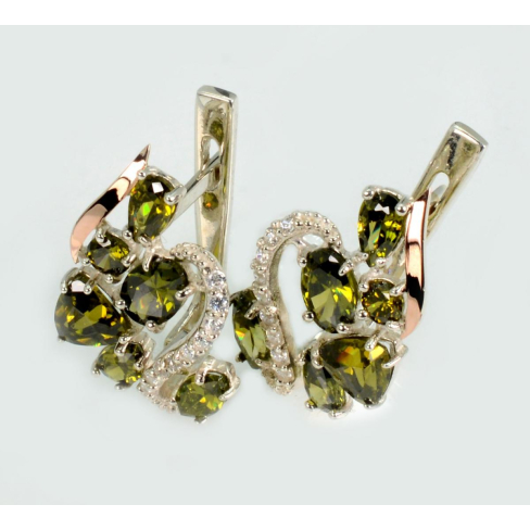 Срібні сережки з золотими пластинами