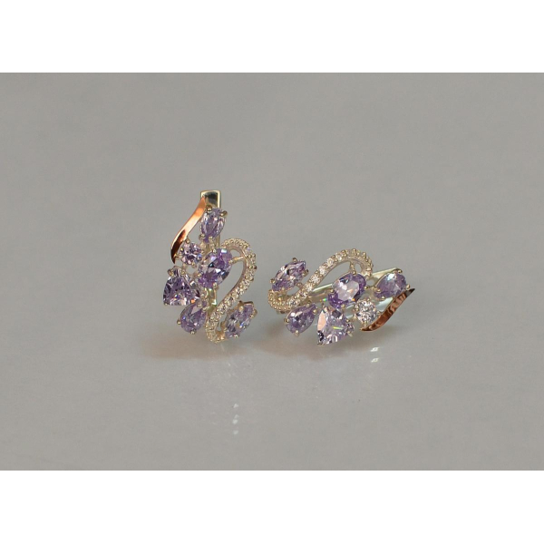 Серебряные серьги с золотыми пластинами (152с)