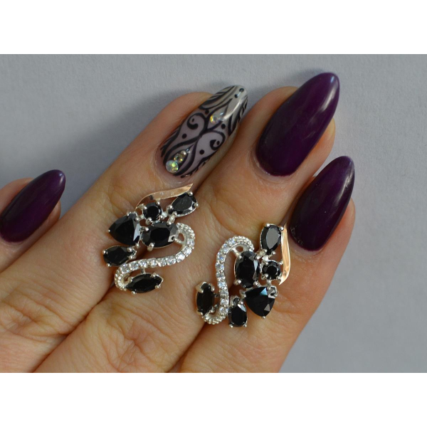 Серебряные серьги с золотыми пластинами (152с)