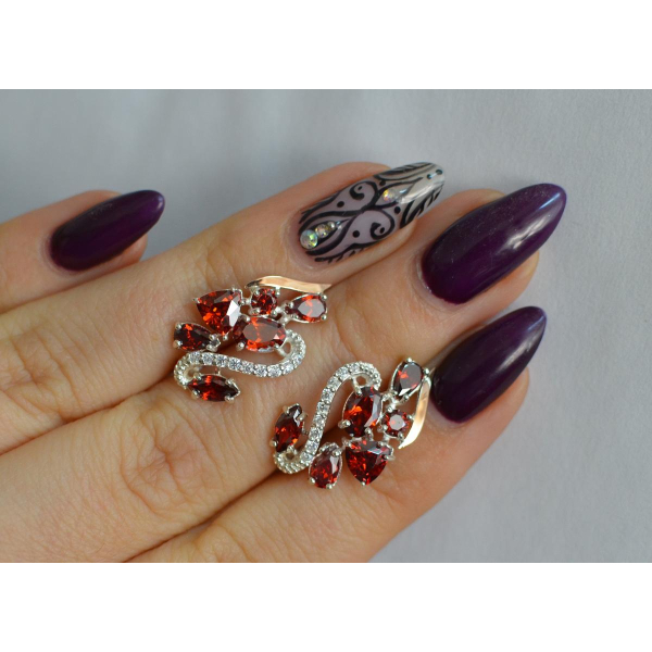 Серебряные серьги с золотыми пластинами (152с)