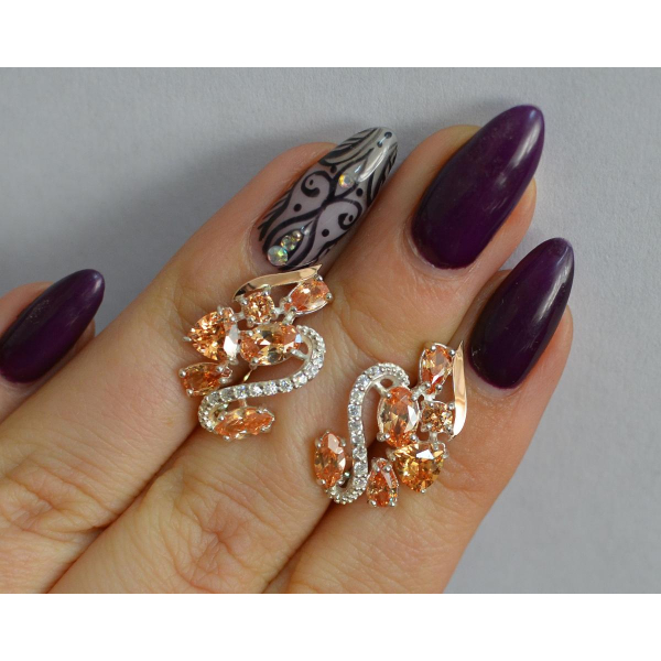 Серебряные серьги с золотыми пластинами (152с)