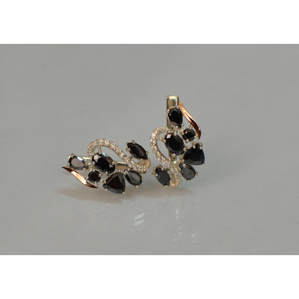 Серебряные серьги с золотыми пластинами (152с)