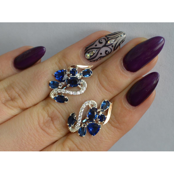 Серебряные серьги с золотыми пластинами (152с)