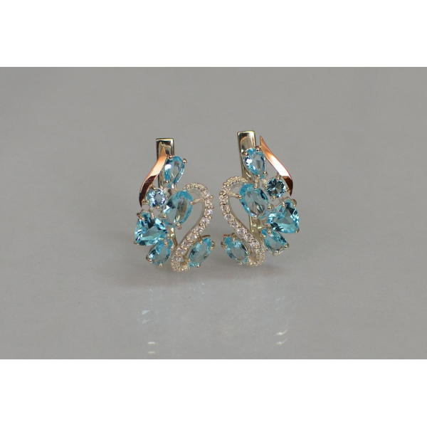 Серебряные серьги с золотыми пластинами (152с)