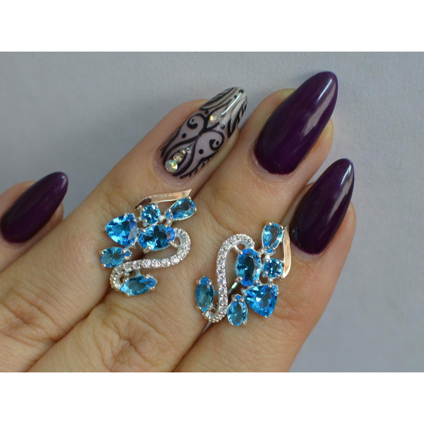 Серебряные серьги с золотыми пластинами (152с)