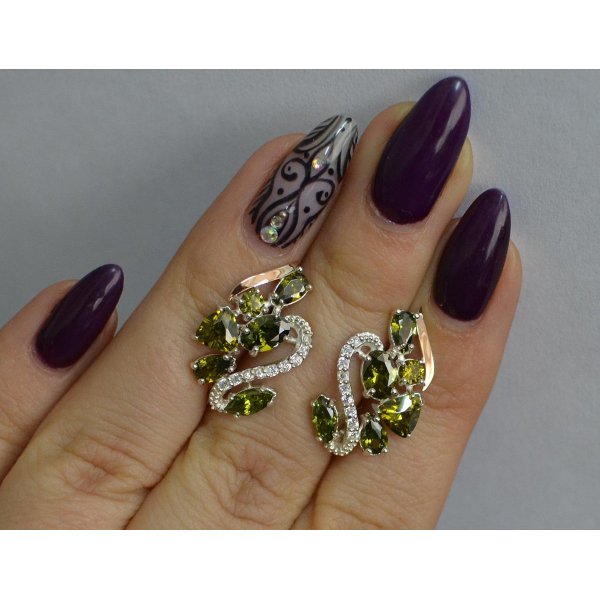 Серебряные серьги с золотыми пластинами (152с)