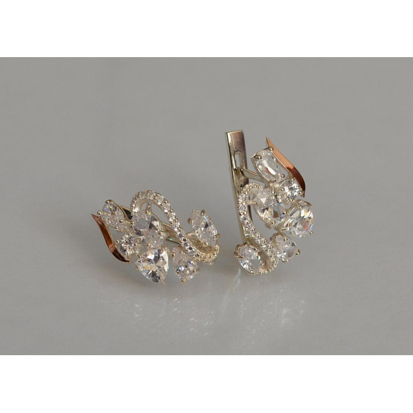 Серебряные серьги с золотыми пластинами (152с)