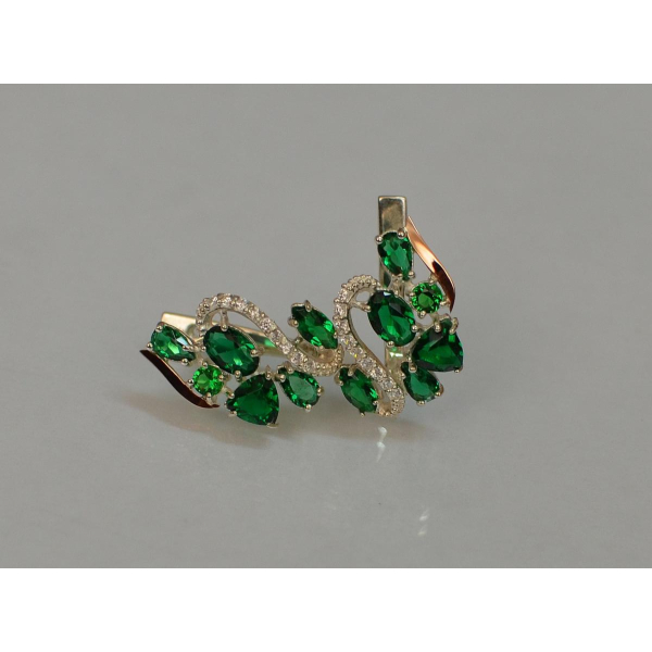 Серебряные серьги с золотыми пластинами (152с)