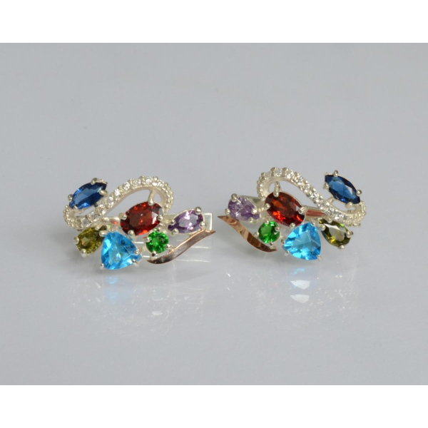 Серебряные серьги с золотыми пластинами (152с)