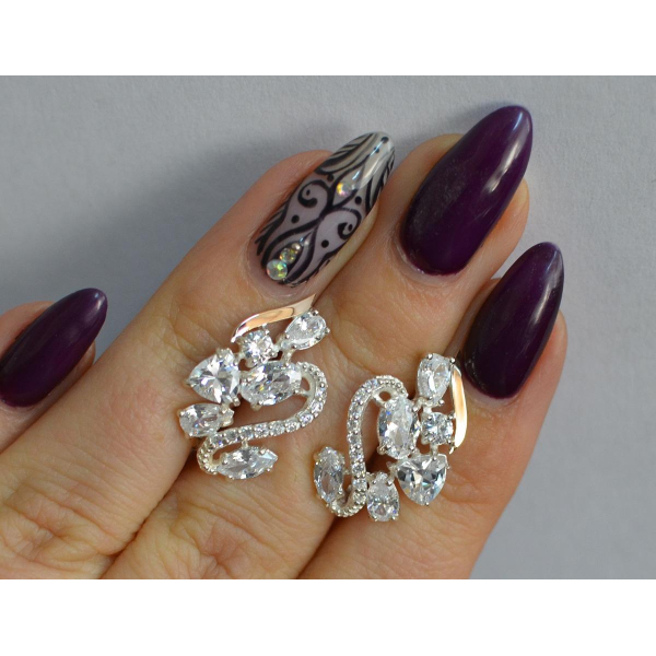 Серебряные серьги с золотыми пластинами (152с)