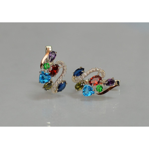 Серебряные серьги с золотыми пластинами (152с)