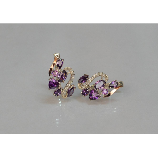 Серебряные серьги с золотыми пластинами (152с)