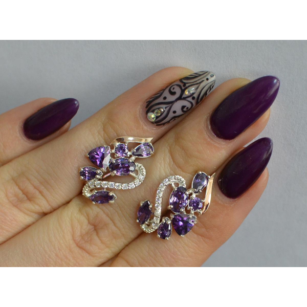 Серебряные серьги с золотыми пластинами (152с)