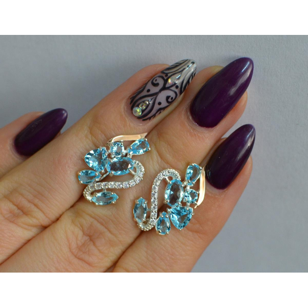 Серебряные серьги с золотыми пластинами (152с)